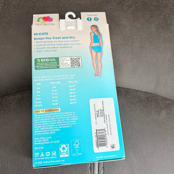 NEW 6 pack size 8 XL hi cut fruit of the loom women’s panties breathable cool - Picture 2 of 11